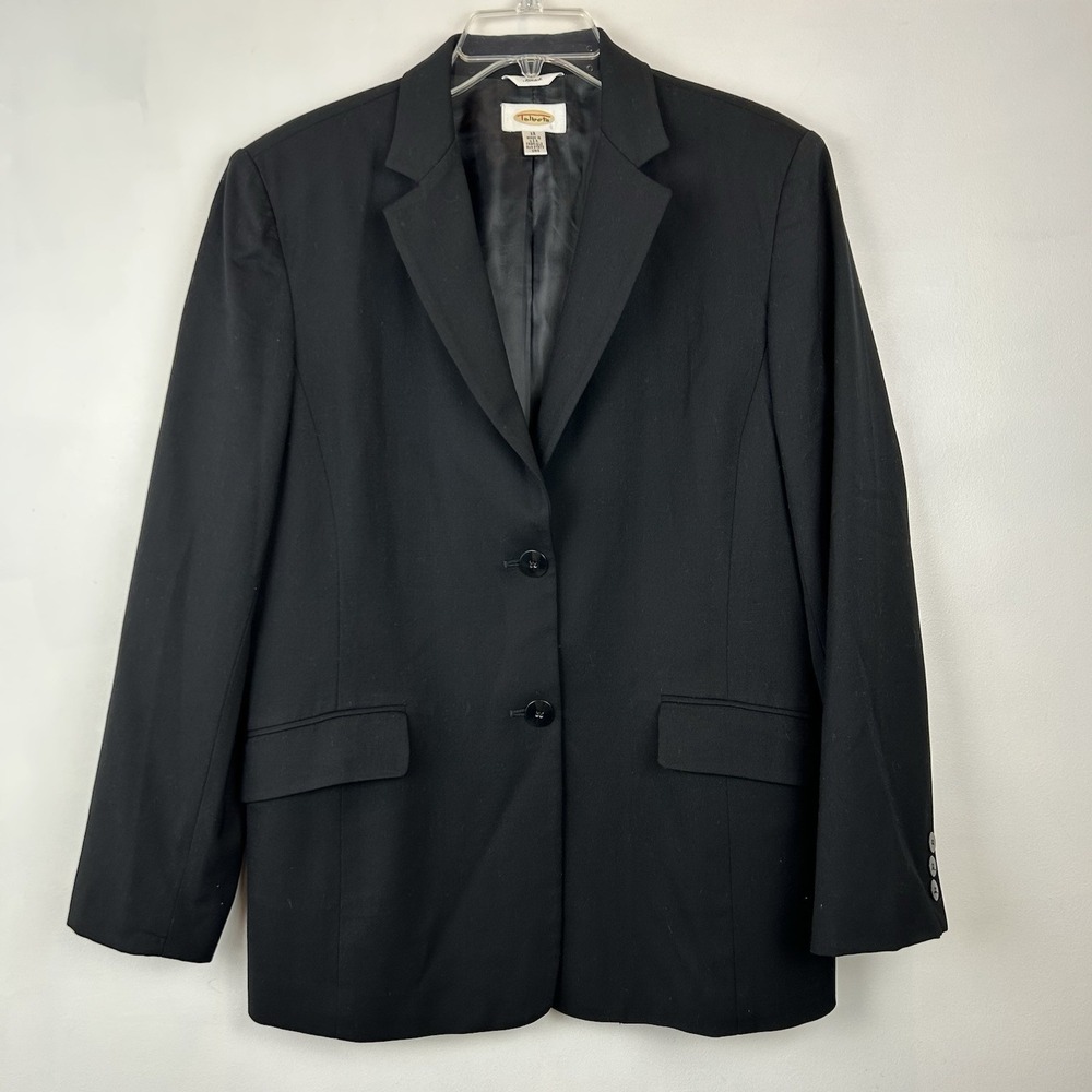 Vintage Talbots Blazer Womens 12 Jacket Black Capsule Minimalist Office USA